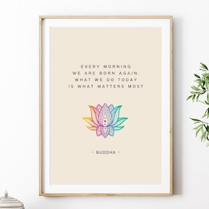 Impression de citation de Bouddha, chaque matin, nous sommes nés de nouveau, décoration murale spirituelle, téléchargement numérique