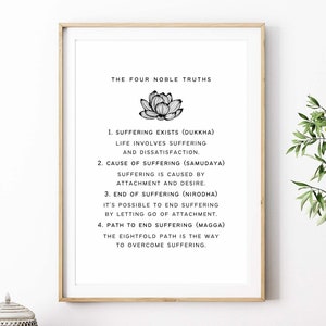 The Four Noble Truths Print, Buddhism Wall Decor, Printable Buddha Quote Poster
