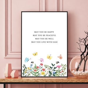 Metta Prayer Print: Loving Kindness Meditation, Calming Wall Art (Digital Download)