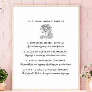 The Four Noble Truths Print, Buddhism Wall Decor, Printable Buddha Quote Poster