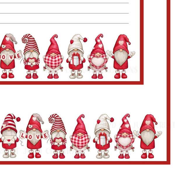 love letter paper design pdf Love Gnomes Writing Paper, Cute Red Gnomes Printable Stationery - Instant Digital Download