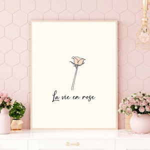 Decoración de pared con impresión digital La Vie en Rose, póster con la letra de la icónica canción de Edith Piaf - Descarga digital de la canción francesa La Vie en Rose