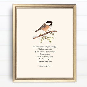 Emily Dickinson-print, als ik één hart kan stoppen van het breken van afdrukbare muurkunst