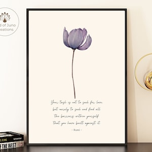 Rumi quote print, jouw taak is niet om liefde te zoeken, afdrukbare muurkunst