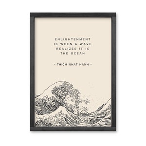 Thich Nhat Hanh-citaatafdruk, afdrukbare Kanagawa-golfkunst aan de muur, spiritueel wanddecor, digitale download
