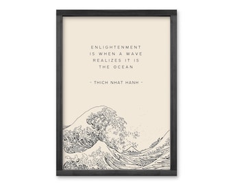 Thich Nhat Hanh Quote Kanagawa Wave Print (Digital Download)