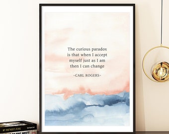 Carl Rogers Print, Therapy Office Decor, Curious Paradox, Psychology Art, Mental Health Printable Poster