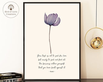 Rumi Quote Print, Your Task is not to Seek for Love, Printable Wall Art