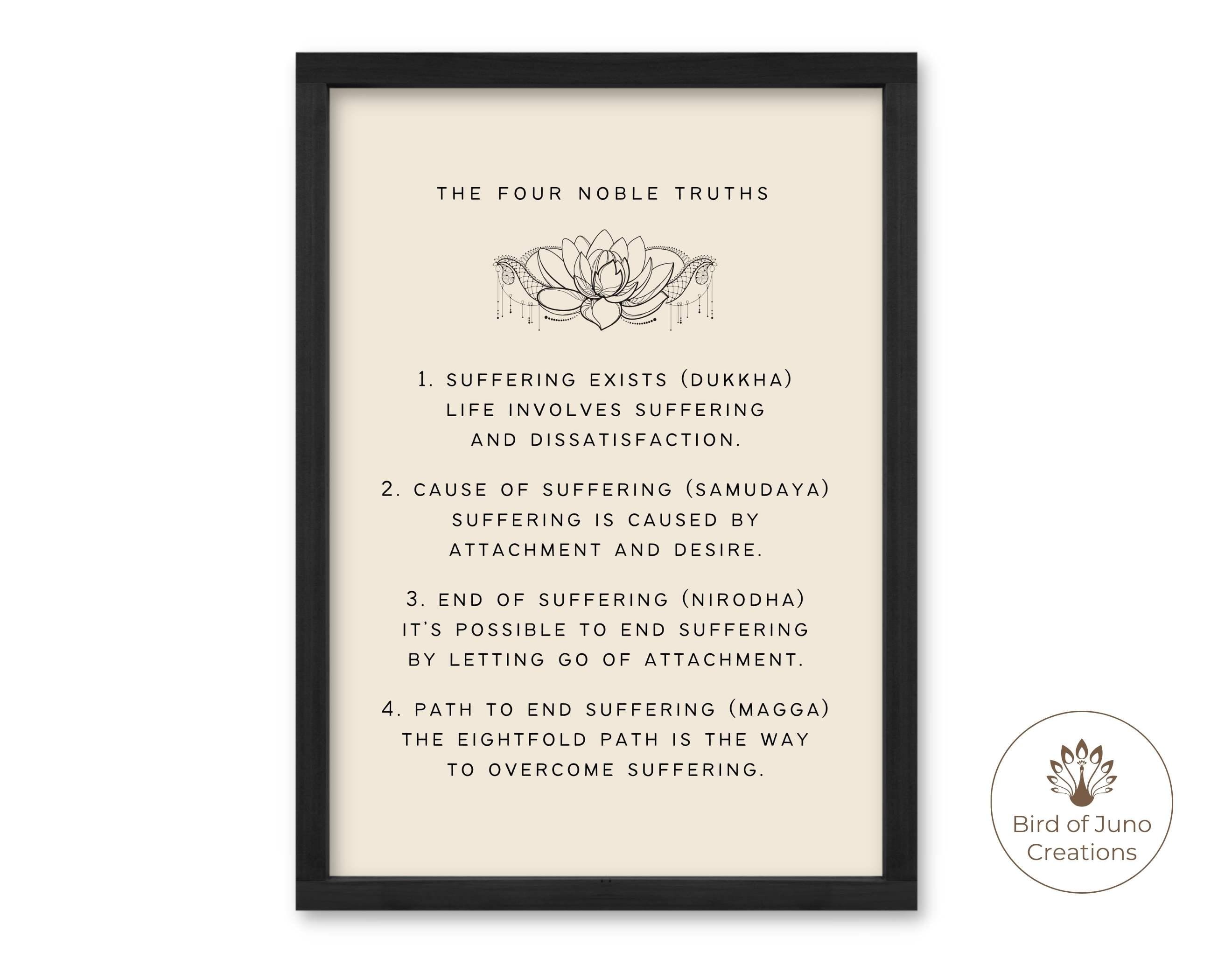 The Four Noble Truths Print, Printable Buddhism Wall Decor, Buddha ...