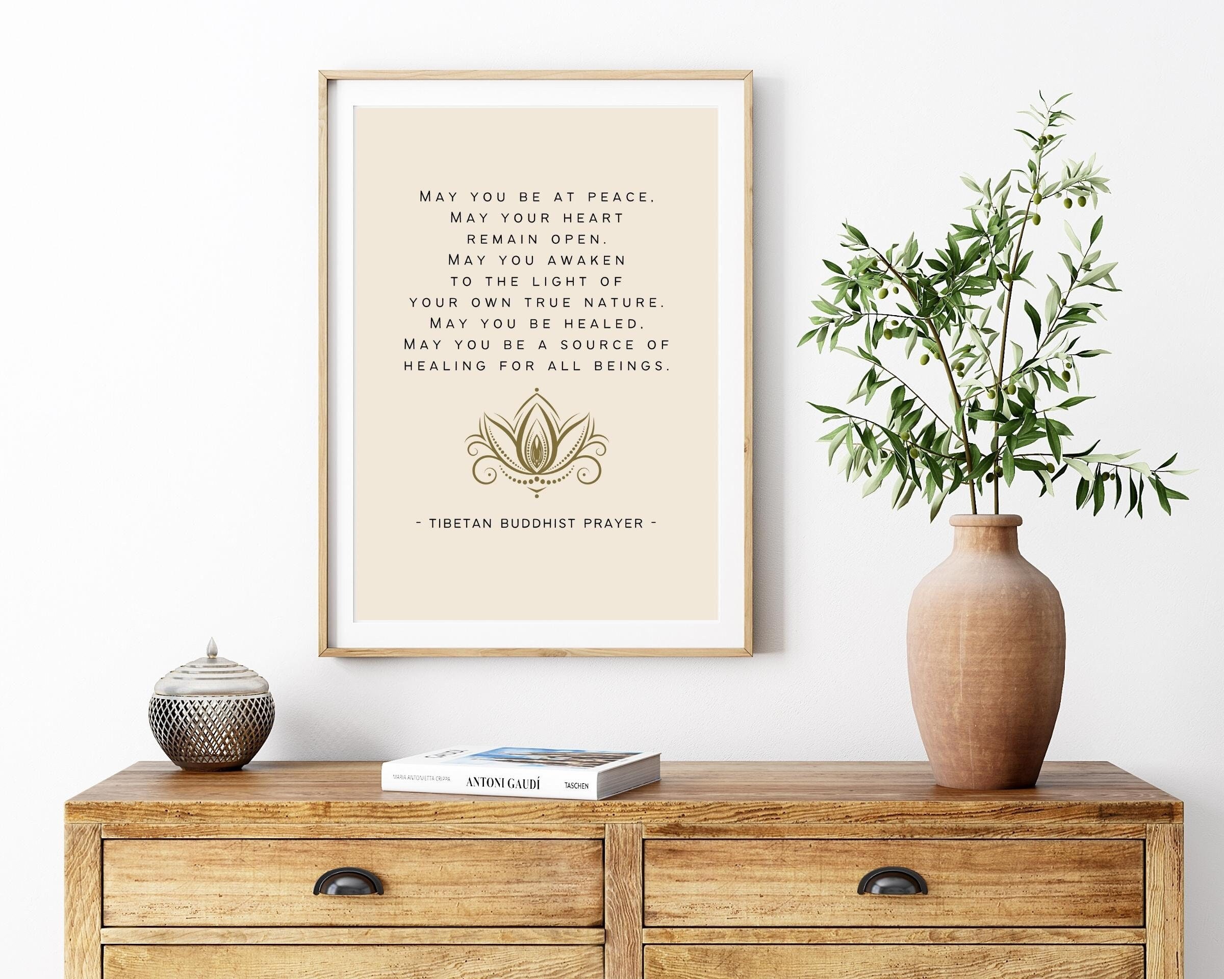 Tibetan Buddhist Prayer Print, Printable Lotus Wall Art, Spiritual Wall Decor, Digital Download