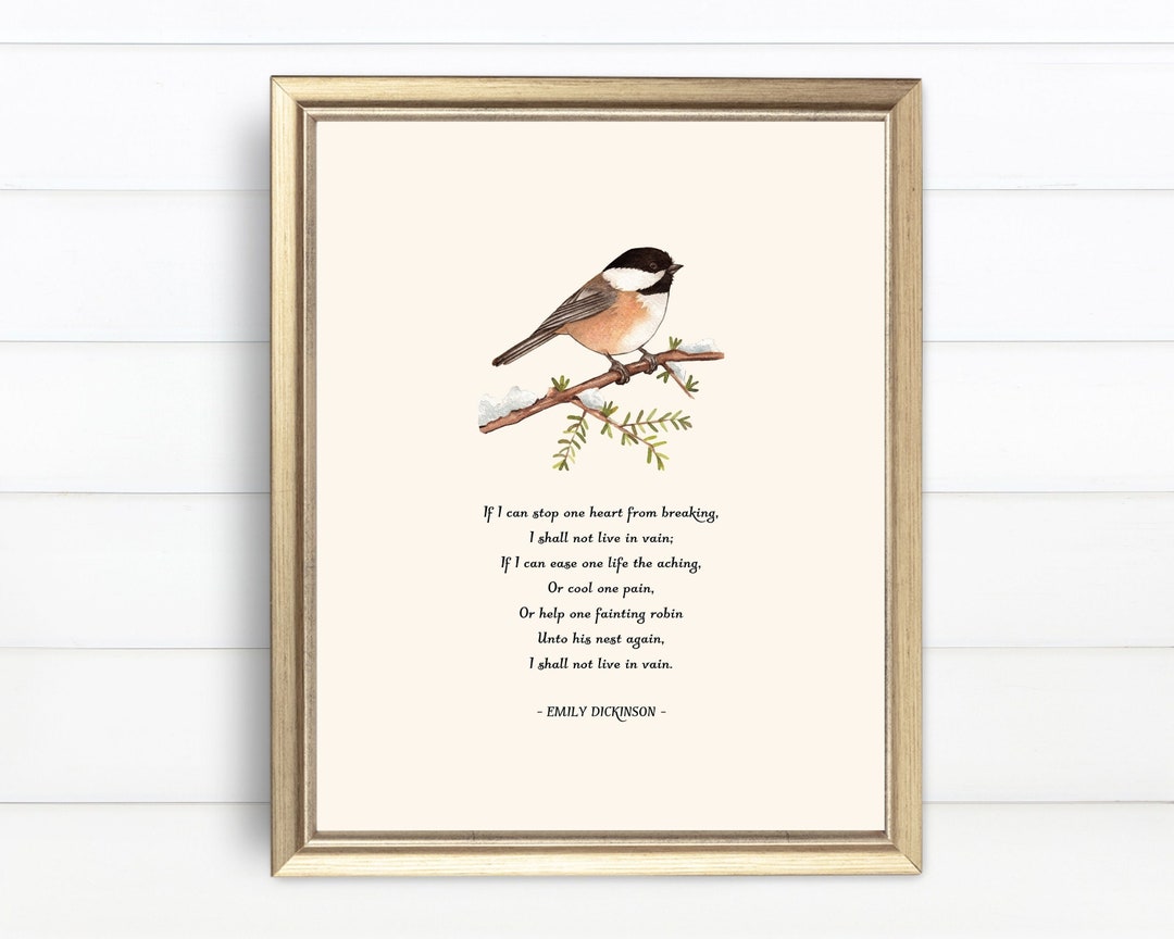 Emily Dickinson Print, If I Can Stop One Heart From