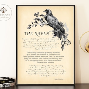 The Raven Poem Print, Edgar Allan Poe Printable Wall Art
