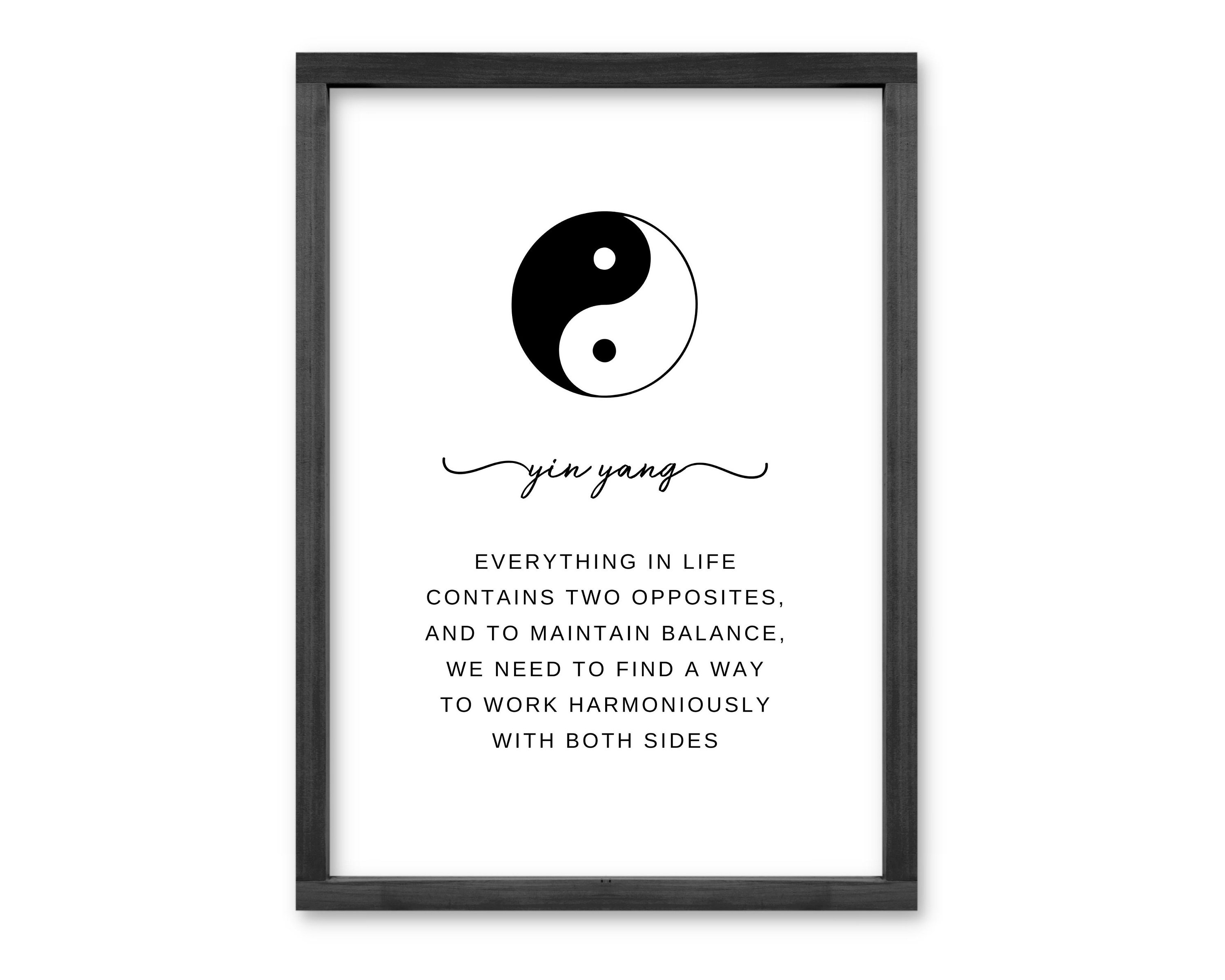 Yin Yang Print, Printable Zen Wall Art Poster, Taijitu Inner Peace