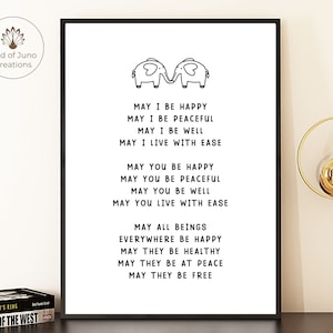 Metta Prayer Print: Loving Kindness Meditation, Calming Wall Art (Digital Download)