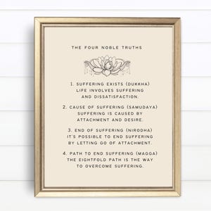 The Four Noble Truths Print, Printable Buddhism Wall Decor, Buddha Quote Poster