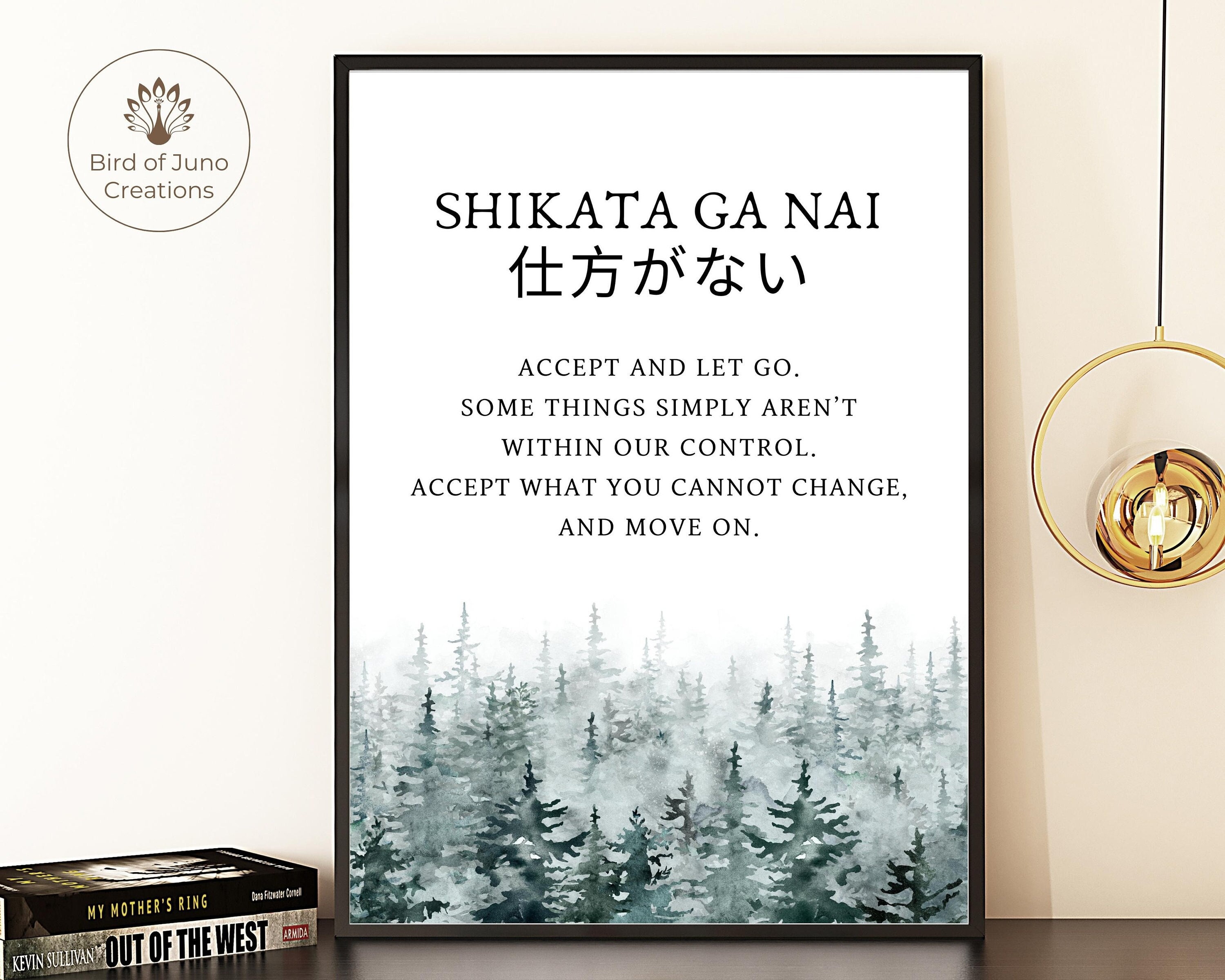 Shikata Ga Nai Definition Print, Japanese Word Printable, Japandi Wall Art,  Watercolor Forest - Etsy