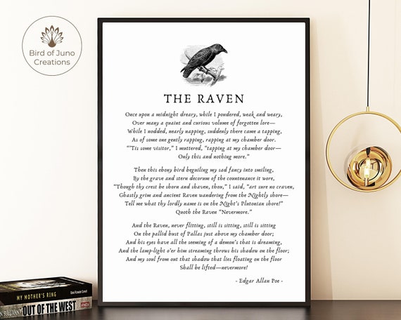 The Raven Poem Poster, Edgar Allan Poe Print, Printable Digital Wall Art,  Poetry Home Decor - Etsy