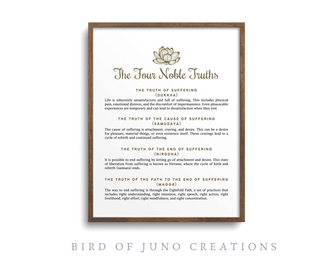 The Four Noble Truths Print, Buddhism Wall Art, Printable Buddha Quote ...