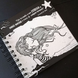 「スターガール」ノート、オリジナルイラストダイアリー、イラスト入りハードカバーダイアリーノート。
