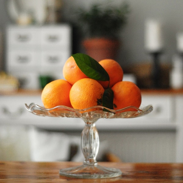 Beautiful European Pressed Glass Cake Stand/Dessert Stand/Candle Holder