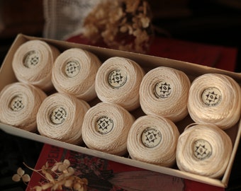 Set of 10 vintage European deadstock Czechoslovakian white cotton crochet thread in original box 10 g