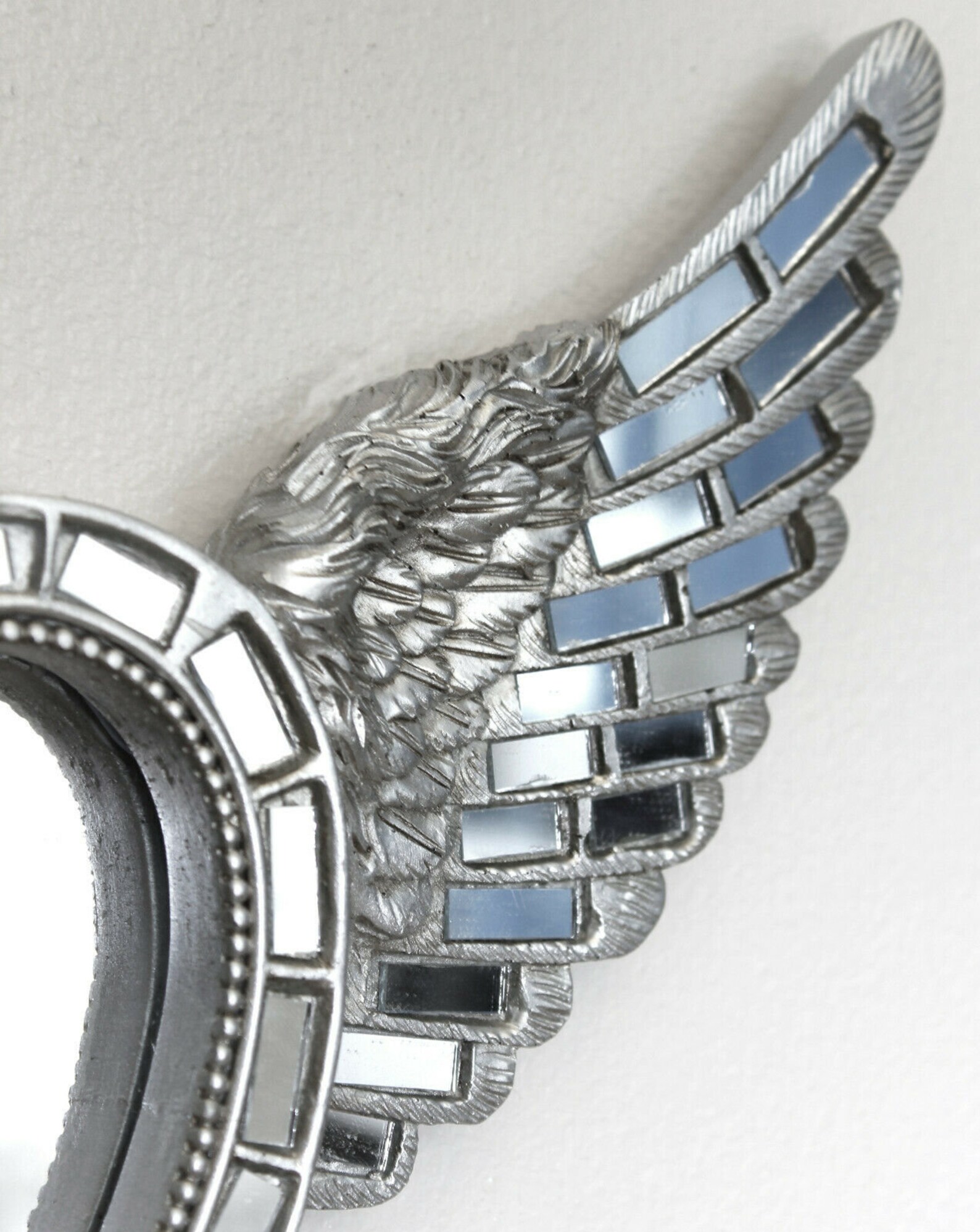 Large Silver Angel Wings Mirror Wall Mounted Mosaic Home Decor Etsy