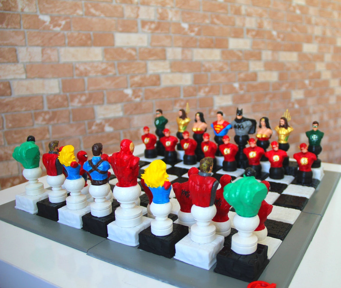 marvel and dc chess set