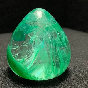 Green Swirl Epoxy Egg Paperweight