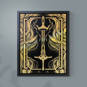 Ace of Swords Foil Print Gold print