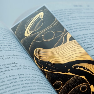 Marque-page en feuille d'or baleine de l'espace
