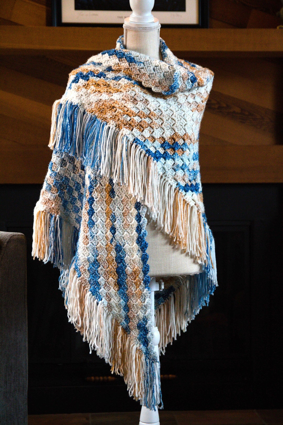 Crochet Shawl PATTERN Kaleidoscope Shawl Poncho Shawl, Armless Jacket