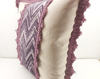 Luxury Velvet Pillow with tassels, Velvet Cushion Cover with tassels, Throw Pillow Case, Piped Edge Pillow