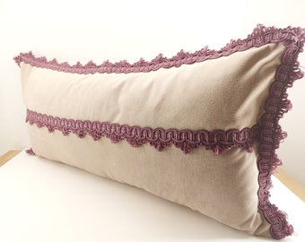 Luxury Velvet Pillow with tassels, Velvet Cushion Cover with tassels, Throw Pillow Case, Piped Edge Pillow