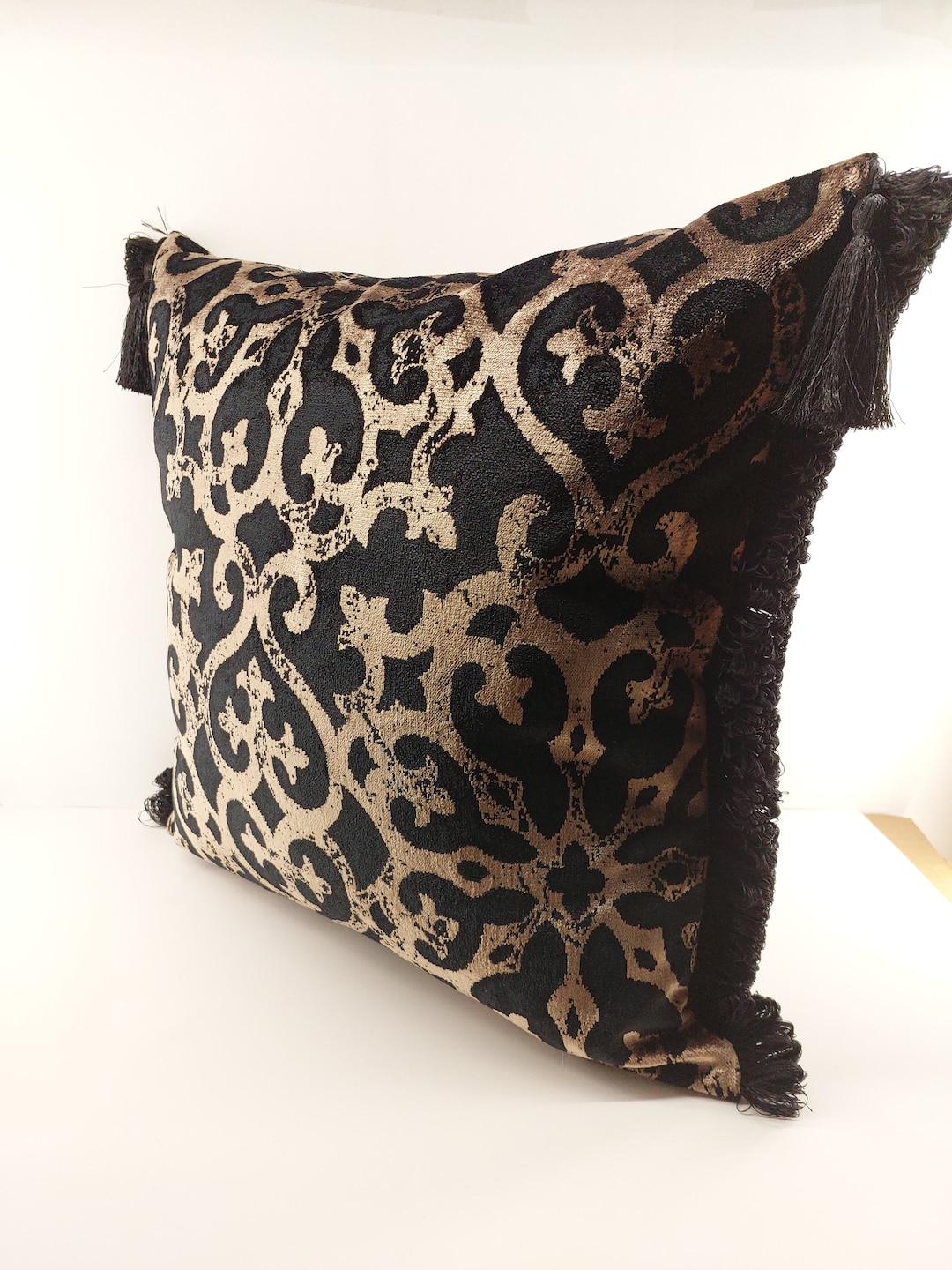 Luxury Velvet Pillow With Tassels, Velvet Cushion Cover With Cording
