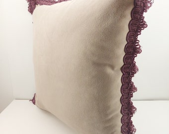 Luxury Velvet Pillow with tassels, Velvet Cushion Cover with tassels, Throw Pillow Case, Piped Edge Pillow