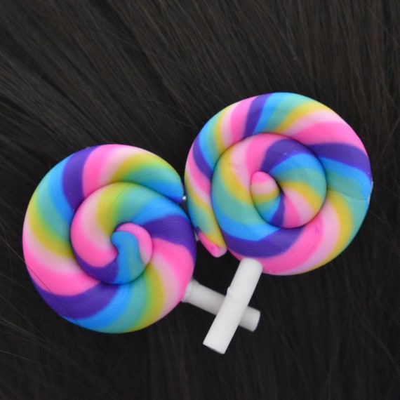 Large Double Swirl Lollipop Hair Clips