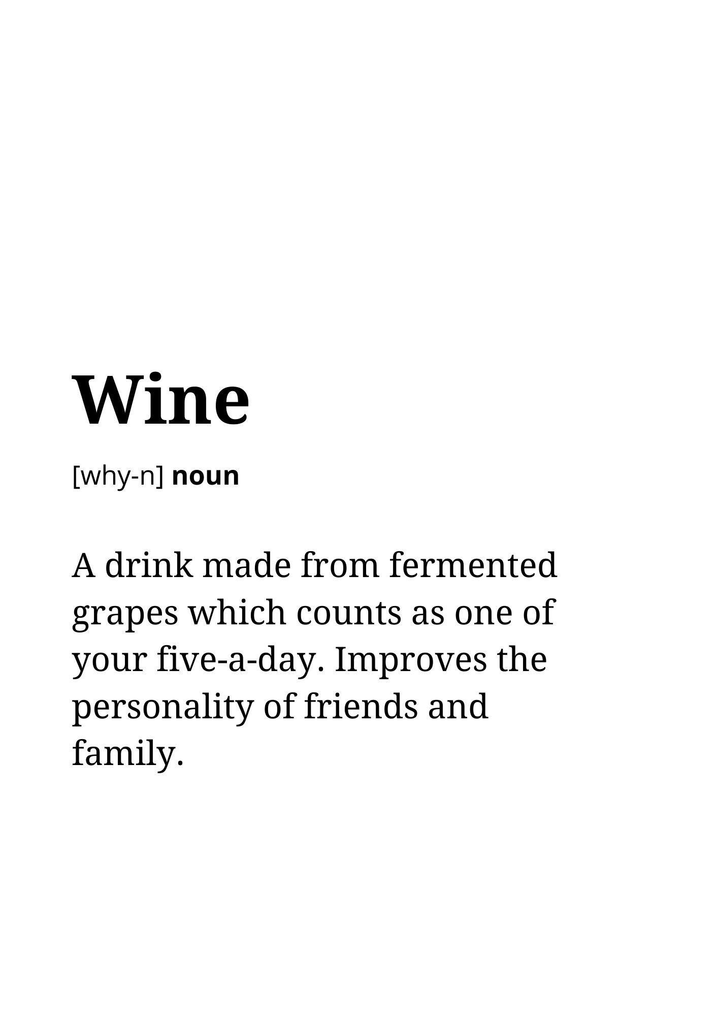 WINE funny typography dictionary A4 poster print print at Etsy