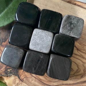 Silver Sheen Obsidian Cubes