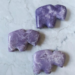 Buffalo Crystal Carving, Buffalo Bills, Lepidolite, Purple Mica
