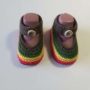 Army Green & Jamaica Flag Hand Knitted Rasta Baby Shoes Newborn 0-3 3-6 Months Baby Shower Gift