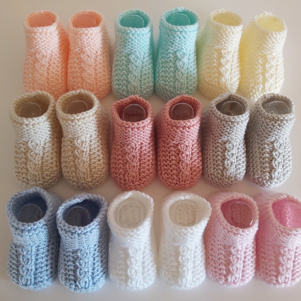 Chaussons chauds pour bébés tissés en laine moyenne pour nouveau-né, 0-3, 3-6, 6-9 mois, disponibles en 9 couleurs. Cadeau de baby shower