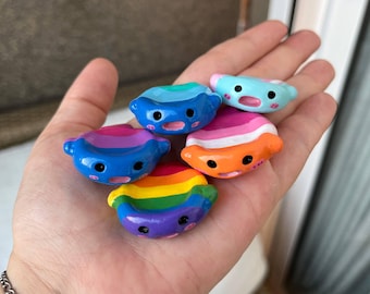 Sorgenstein Pride LGBT Kawaii, Anti-Stress-Stein mit Regenbogenflagge, Fidget-Stein gegen Angstzustände, sensorischer Taschenstein, Pride-Geschenk