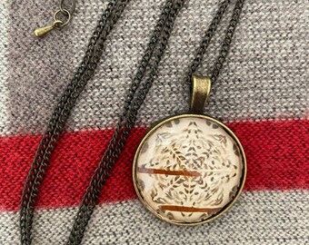 Bitten Birch Bark Pendant Necklace