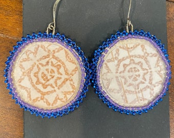Beaded Bitten Birch Bark Earrings