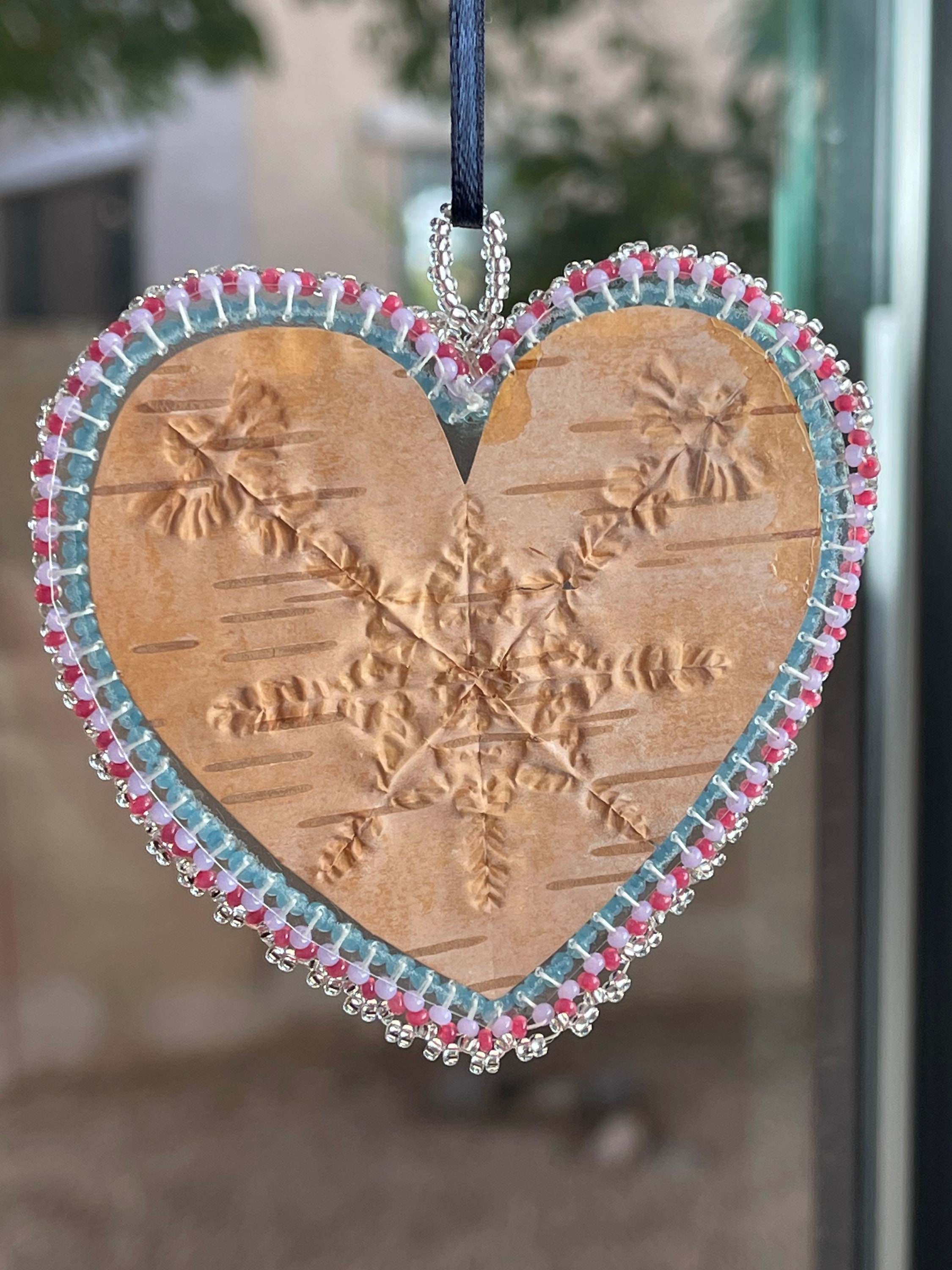 Beaded Bitten Birch Bark Window Hanging Etsy