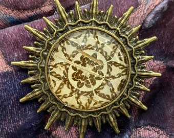 Bitten birch bark brooch (dark)