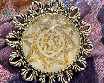 Bitten birch bark brooch (light)