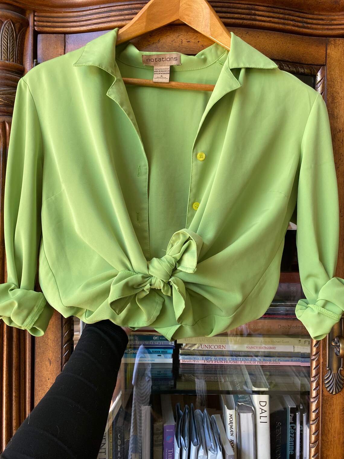 Vintage electric lime green blouse | Etsy