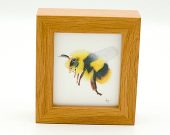 Bee Miniature Framed Print, Bee Mother's Day Gift, Bumblebee Art, Bee Decor for Home and Kitchen, Gift for Grandma, Bee Ornament