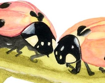 Ladybug Giclee Print, Lovebugs Watercolor Painting